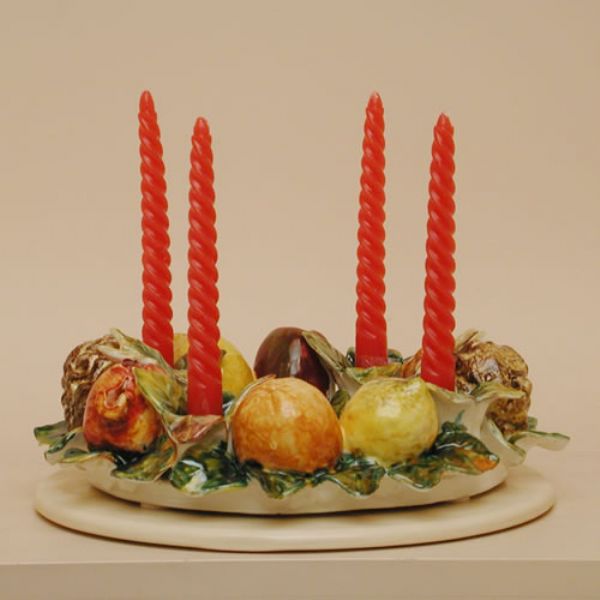 FA406A-30R - Round centerpiece/ candle holder with mixed fruit cm. 30d