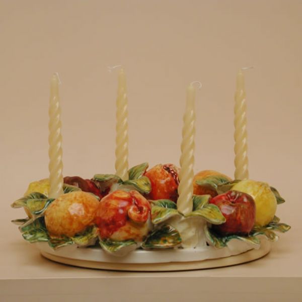 FA406B-40R - Round centerpiece/ candleholder with mixed fruit cm. 40d