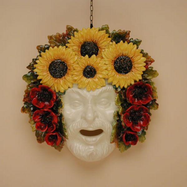 MA401C-35GP - Large mask with sunflowers and poppies cm. 35x35