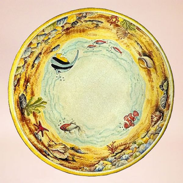 CE0052 T - CLASSICO - In the photo: 70 cm. diameter table<BR><BR>Ceramic table, 4-5 cm thick. Suitable for inside and outside, resistant to a temperature range of 0 to 500 °C.