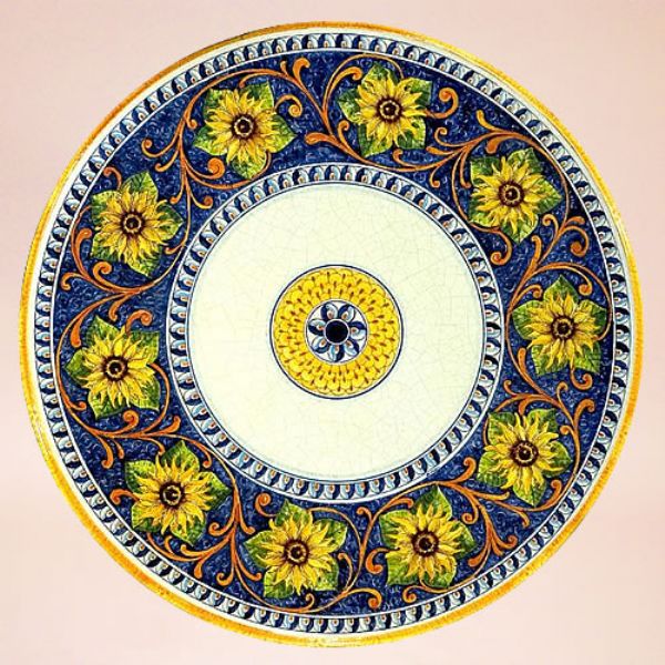 CE0099 T - CLASSICO - In the photo: 90 cm. diameter table<BR><BR>Ceramic table, 4-5 cm thick. Suitable for inside and outside, resistant to a temperature range of 0 to 500 °C.