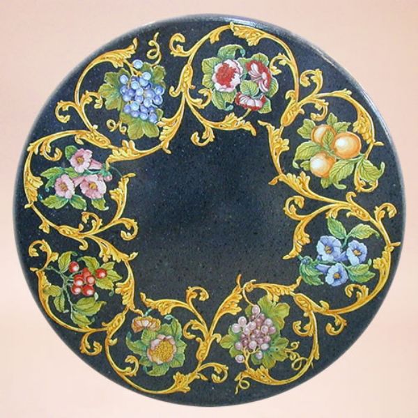 CE0105 T - CLASSICO - In the photo: 90 cm. diameter table<BR><BR>Ceramic table, 4-5 cm thick. Suitable for inside and outside, resistant to a temperature range of 0 to 500 °C.