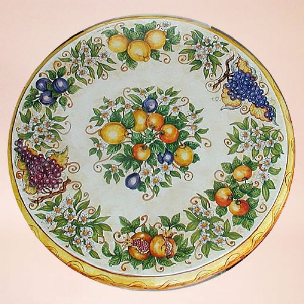 CE0114 T - CLASSICO - In the photo: 120 cm. diameter table<BR><BR>Ceramic table, 4-5 cm thick. Suitable for inside and outside, resistant to a temperature range of 0 to 500 °C.