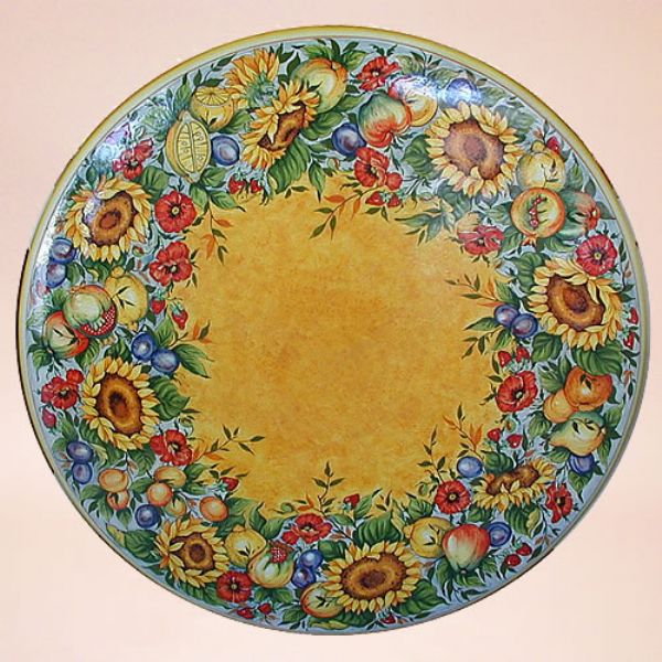 CE0160 T - CLASSICO - In the photo: 120 cm. diameter table<BR><BR>Ceramic table, 4-5 cm thick. Suitable for inside and outside, resistant to a temperature range of 0 to 500 °C.