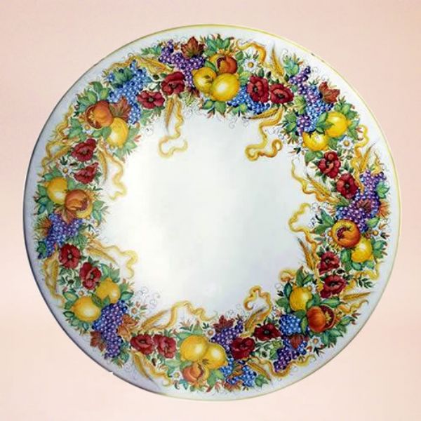 CE0161 T - CLASSICO - In the photo: 120 cm. diameter table<BR><BR>Ceramic table, 4-5 cm thick. Suitable for inside and outside, resistant to a temperature range of 0 to 500 °C.