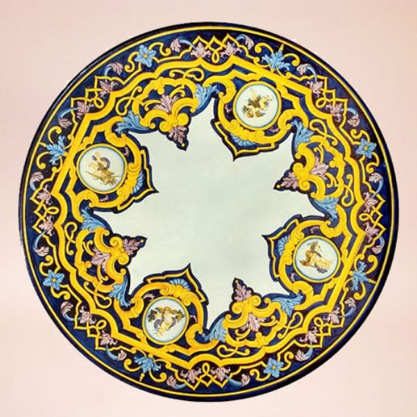 CE0192 T - CLASSICO - In the photo: 130 cm. diameter table<BR><BR>Ceramic table, 4-5 cm thick. Suitable for inside and outside, resistant to a temperature range of 0 to 500 °C.