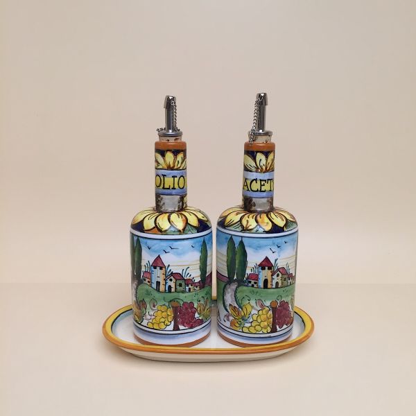 PG 205A 20 - Set two bottles cm. 20h oil/vinegar + tray