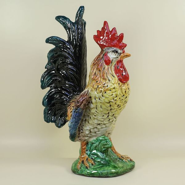ROOSTER WITH HIGH BLUE AND GREEN TAIL, CM.50H