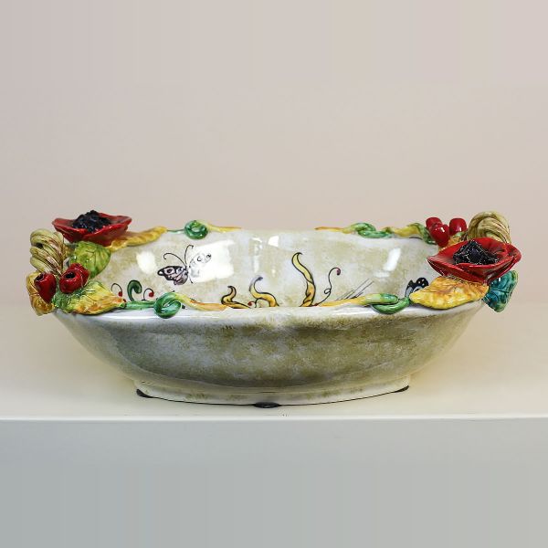 OVAL TRAY WITH POPPIES AND EAR OF CORN