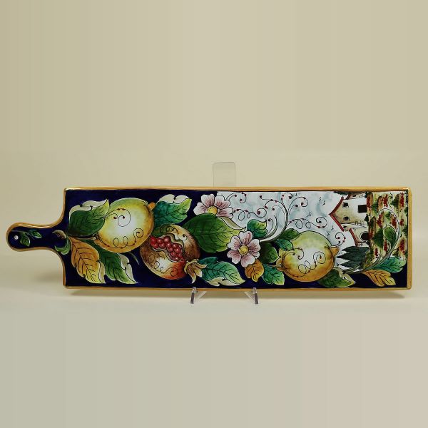 CHOPPING BOARD IN CERAMIC  WITH YELLOW BACKGROUND: POMEGRANATES
