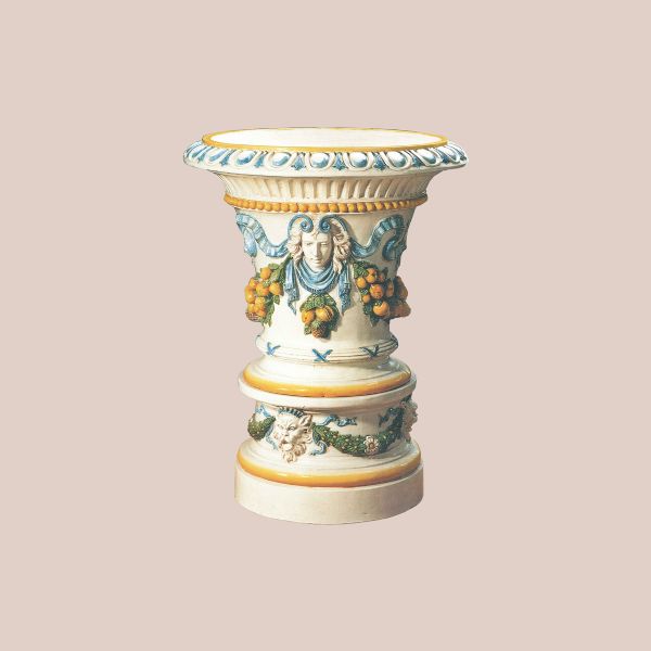 LARGE DELLA ROBBIA VASE ON PEDESTAL CM.118H