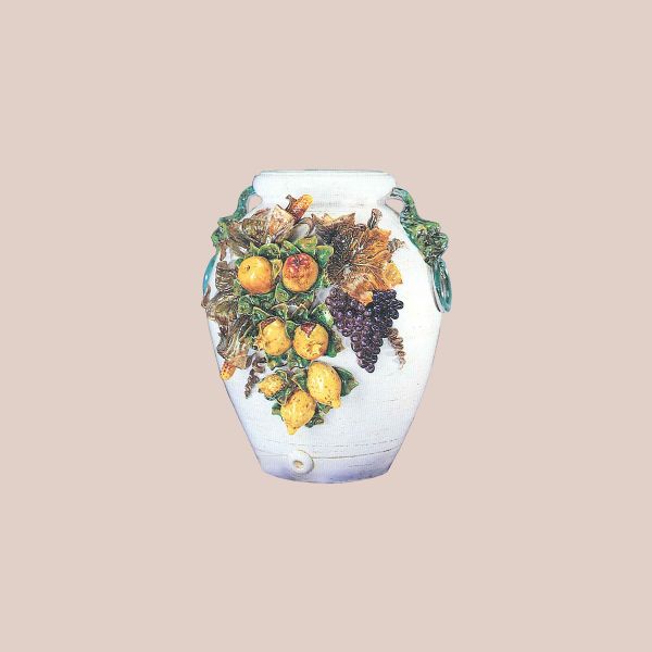 ORNAMENTAL VASE WITH MIXED FRUIT IN RELIEF CM.65H