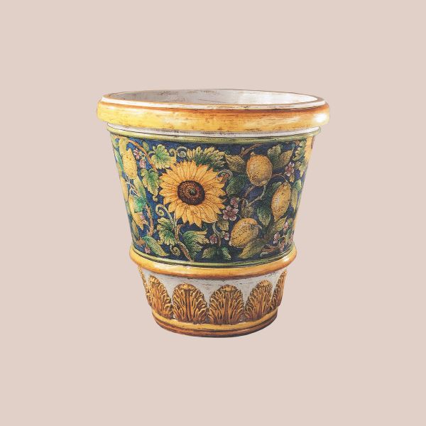 LARGE FLOWER VASE WITH SUNFLOWERS, CM.70HX65D