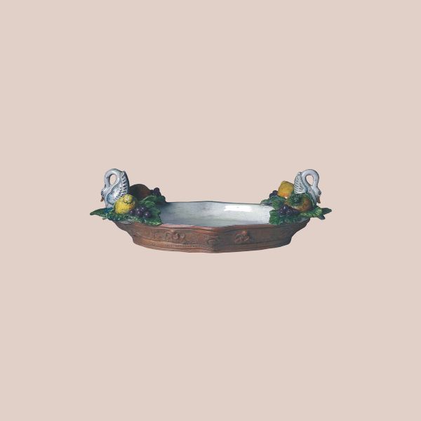 FLAT BOWL WITH SWAN HANDLES