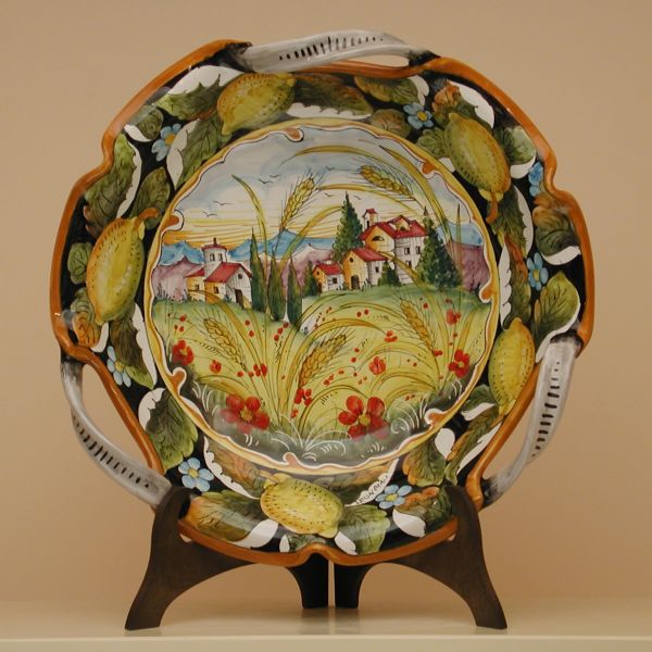 PL 215C 40M - Centerpiece with three handles, cm. 40d