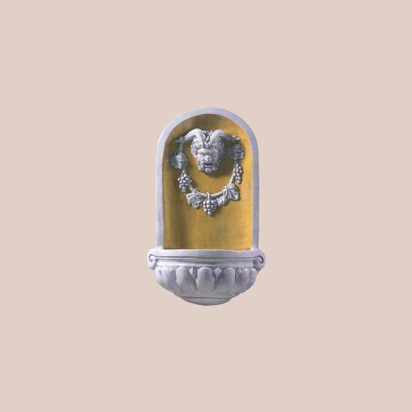 WALL FOUNTAIN WITH HEAD IN YELLOW AND WHITE