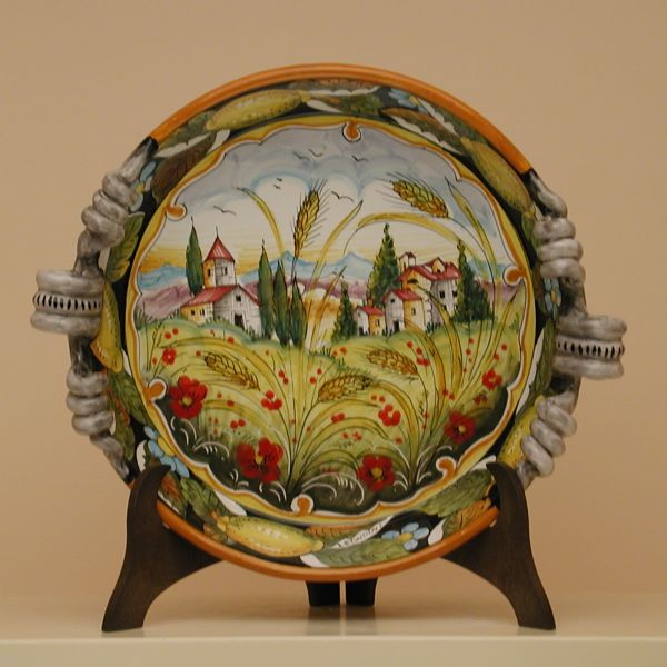PL 212C 35TS - Round serving tray/centerpiece with twisted handles cm. 35 d.