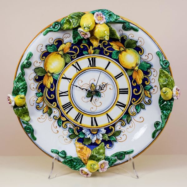 ROUND WALL CLOCK LIMONI FONDO BLU cm.40d