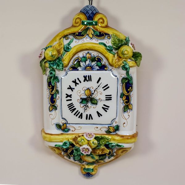 RECTANGULAR WALL CLOCK LIMONI FONDO BLU, cm.48x26