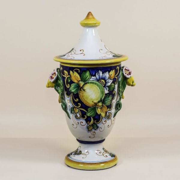CHALICE-SHAPED VASE LIMONI FONDO BLU