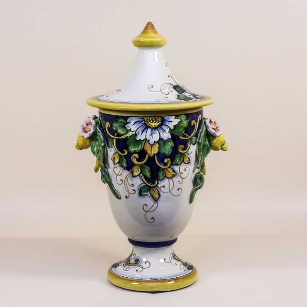 CHALICE-SHAPED VASE LIMONI FONDO BLU