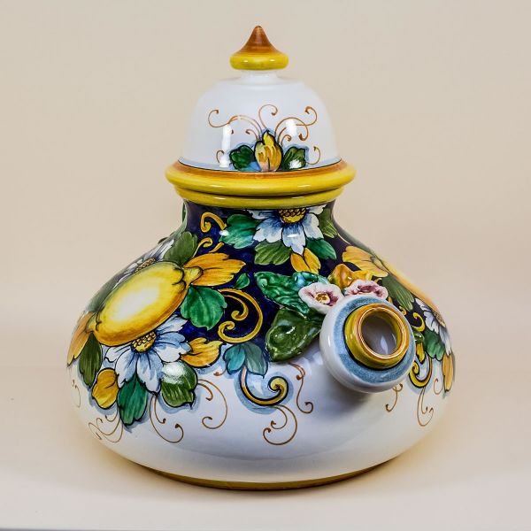 ORNAMENTAL TEAPOT, LARGE SIZE, LIMONI FONDO BLU