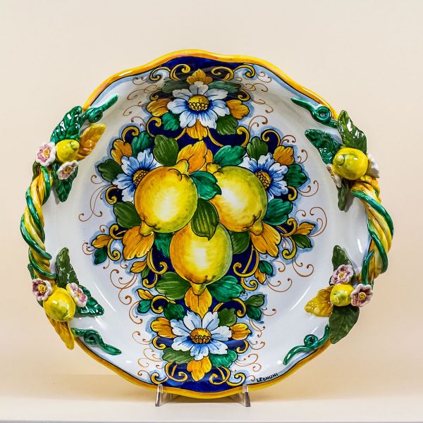ROUND SCALLOPED CENTERPIECE LIMONI FONDO BLU