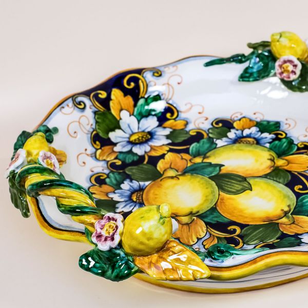 ROUND SCALLOPED CENTERPIECE LIMONI FONDO BLU