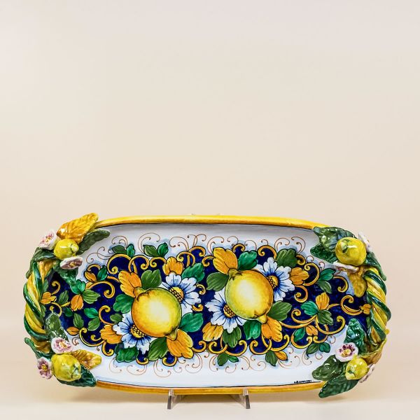 OVAL SHALLOW TRAY LIMONI FONDO BLU