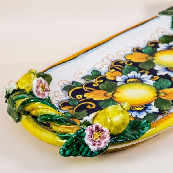 OVAL SHALLOW TRAY LIMONI FONDO BLU