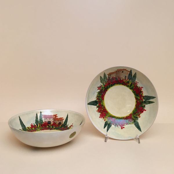 SET OF PASTA-SOUP BOWLS ON CM.22 DIAMETER, CM.5H.DESIGN: COLLINE TOSCANE (TUSCAN HILLS)