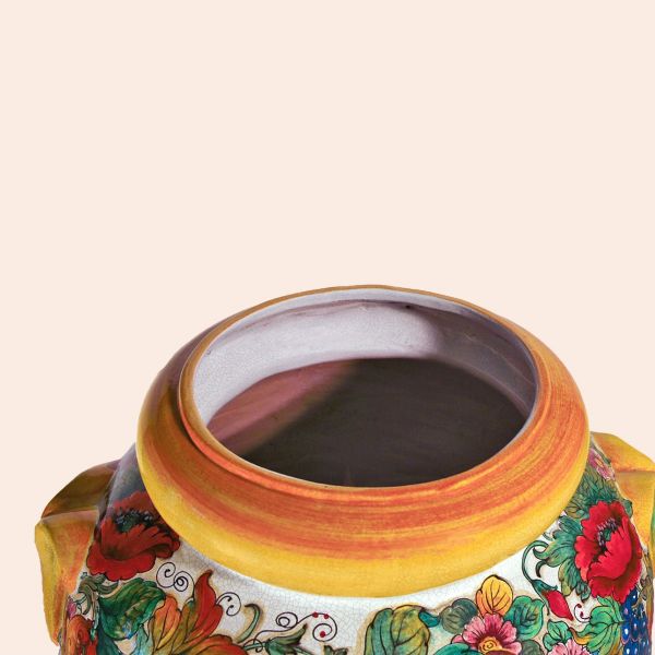 LARGE VASE, CM.80H WITH TUSCAN FARM AND COUNTRYSIDE SCENE