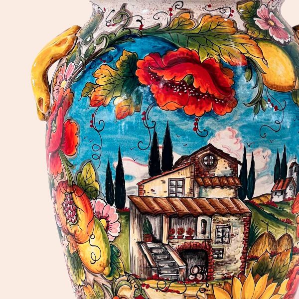 VASE AND UMBRELLA STAND CM.62H PAESAGGIO-COUNTRYSIDE SCENE
