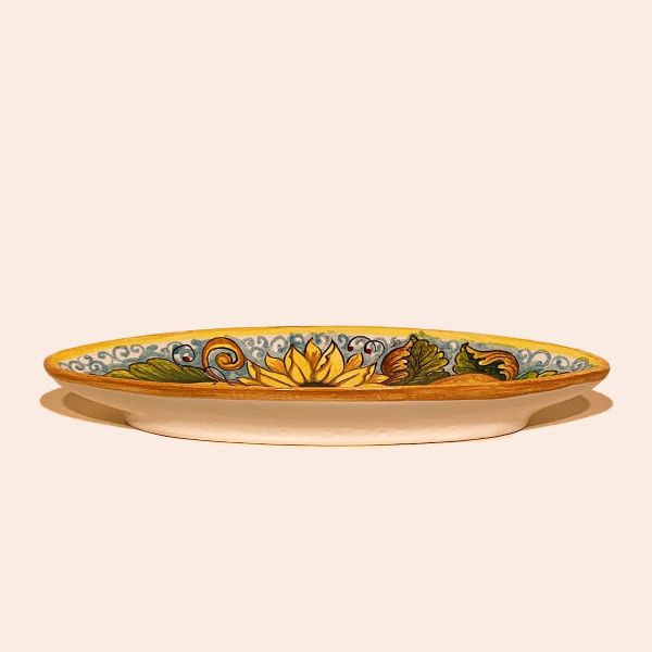 NAIL-SHAPED FISH TRAY WITH SUNFLOWER AND LEMONS, CM.33LX14W, cm.33lx14w