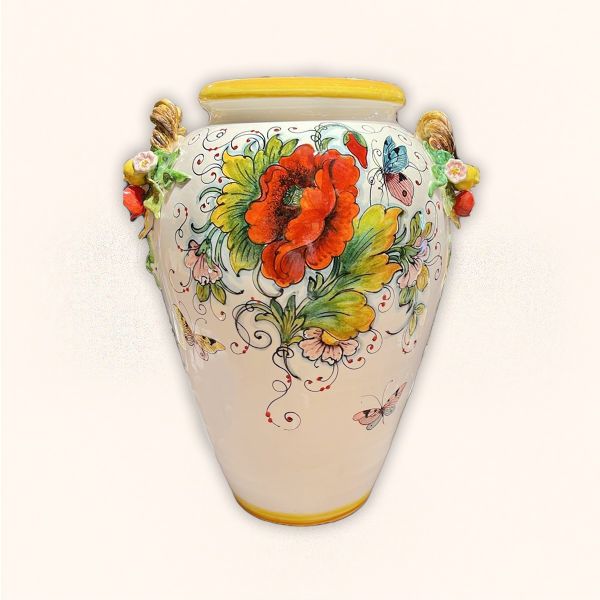 VASE, CM.58H, DESIGN: TOSCANA IN SUMMER -WITH SUNFLOWER AND POPPIES