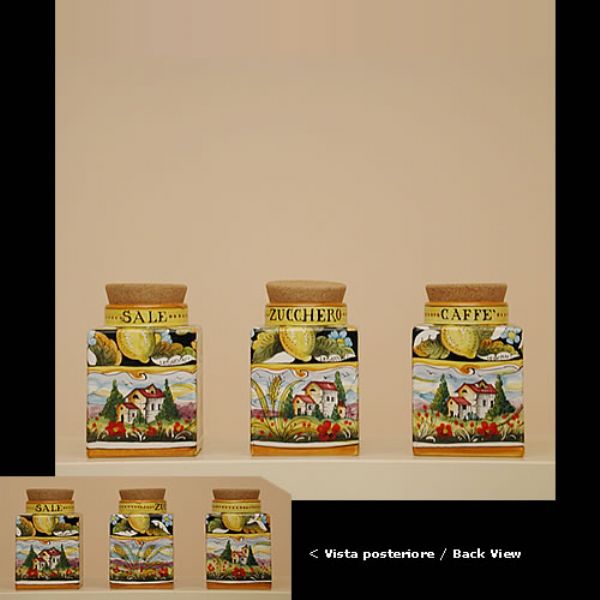 PL 226B 15Q-3 - Set of 3 square canisters cm.15 h.