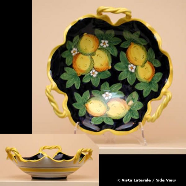 LI115 30 - Centerpiece with three handles, diameter cm.30