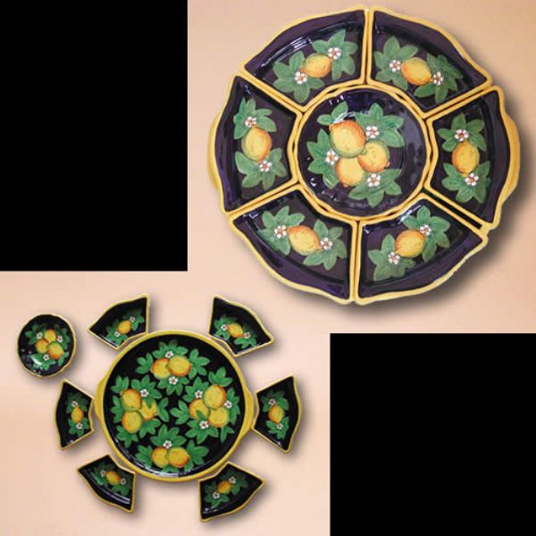 LI122 42 - Round appetizer set, diameter cm. 42, ( 7 pcs.+tray)