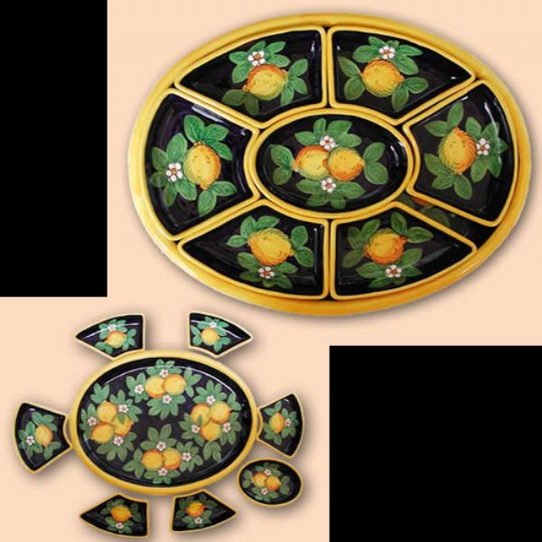 LI123 50 - Oval appetizer set, cm. 50x37, (7 pieces+tray)