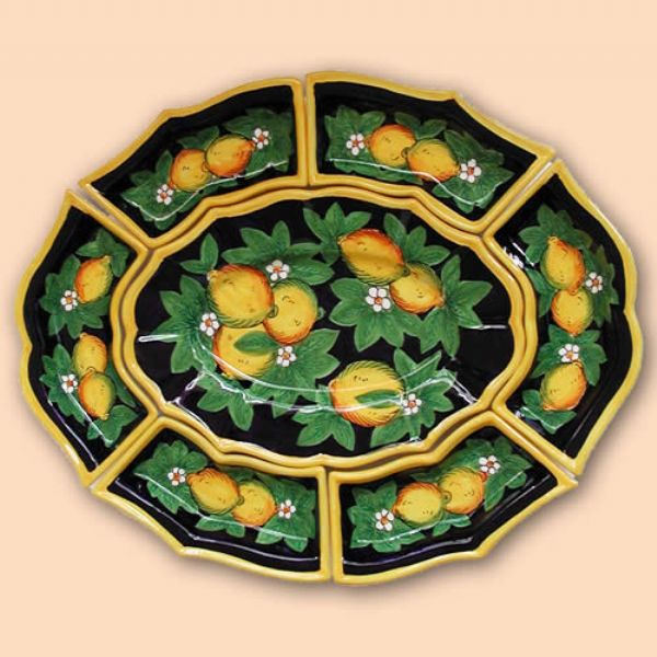 LI123 60 - Oval appetizer set , cm. 60x48, 7 pieces
