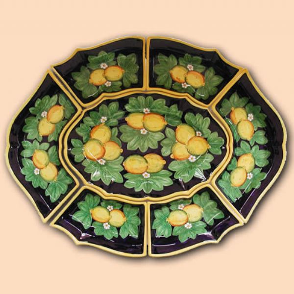 LI123 88 - Oval appetizer set, cm. 88x70, 7 pieces