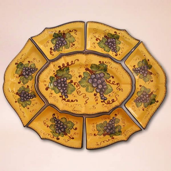 UV223 88 - Oval hors d'oeuvre set, cm. 88x70, 7 pieces