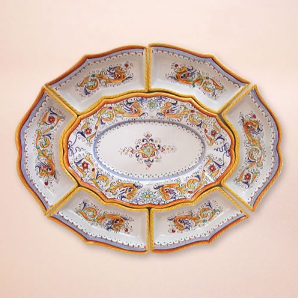 RA323 88 - Oval appetizer set, cm. 88x70, 7 pieces