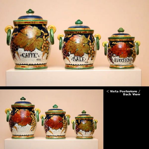 VA397CBA S - Set of three jars (with writing: sugar, salt, coffee) cm. 27-21-18