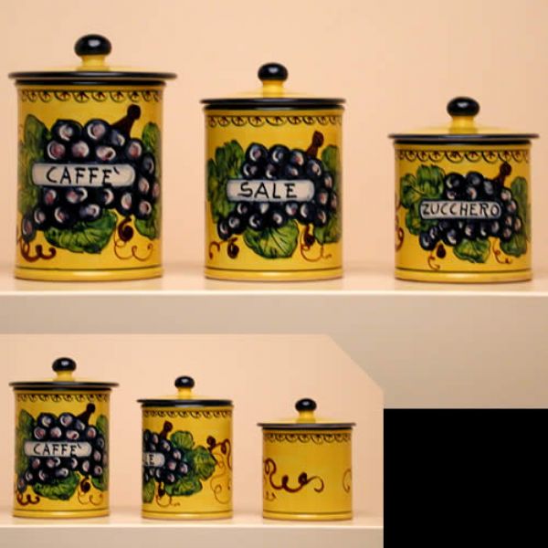UV201 03 6 - Set of 3 coffee, sugar and salt jars, cm.12-15-18h