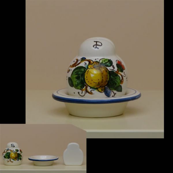 LI206A 13 - Salt/Pepper set + tray cm. 10 h.