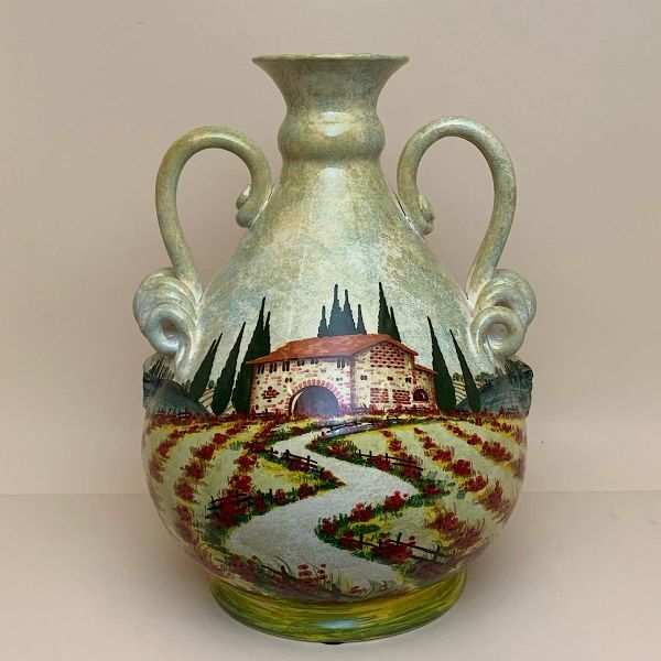 PA115E 40 - Amphor with 2 handles and lion heads cm. 40 h