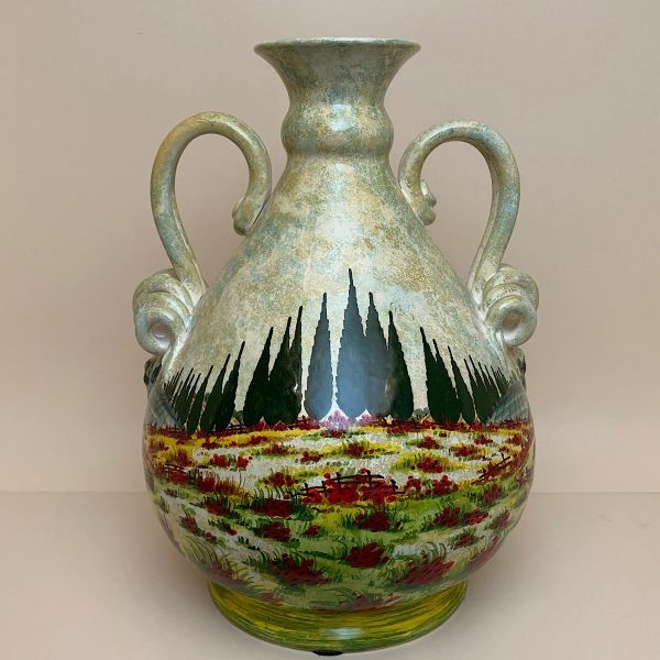 PA115E 40 - Amphor with 2 handles and lion heads cm. 40 h