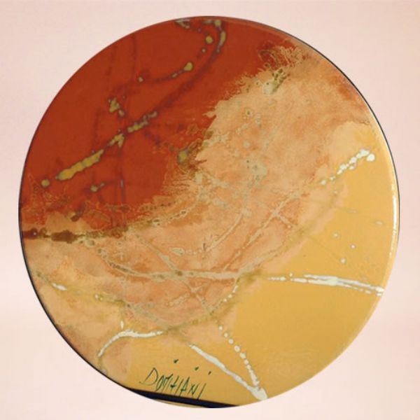 LEO257 T  - TOP - In the photo: 100 cm. diameter table<BR><BR>Volcanic stone, 3 cm thick. Suitable for inside and outside, resistant to a temperature range of -60 to 1000 °C.