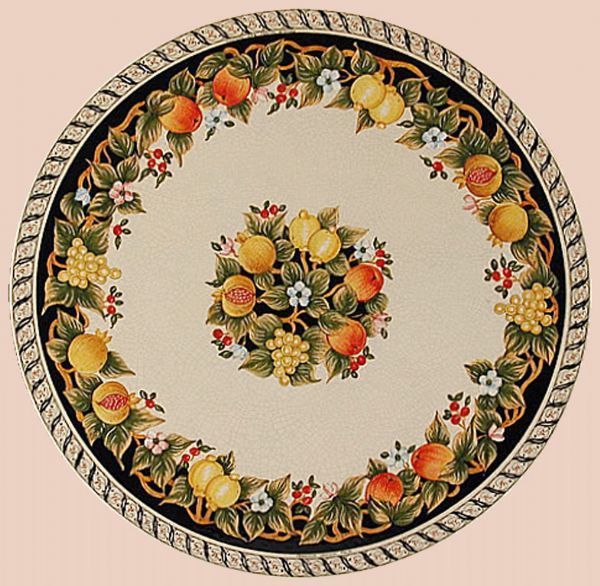 LEO043 T - In the photo: 130 cm. diameter table<BR><BR>Volcanic stone, 3 cm thick. Suitable for inside and outside, resistant to a temperature range of -60 to 1000 °C.